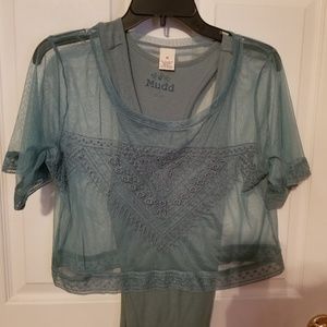 Tank with sheer matching overblouse